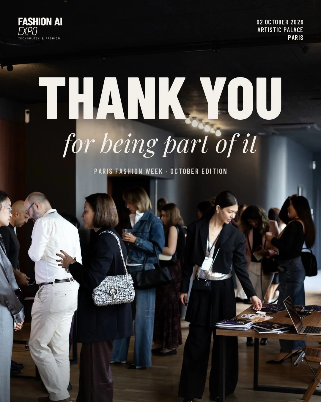 Guests of Fashion AI Expo at Artistic Palace, Paris, between the talks at the October 2026 edition