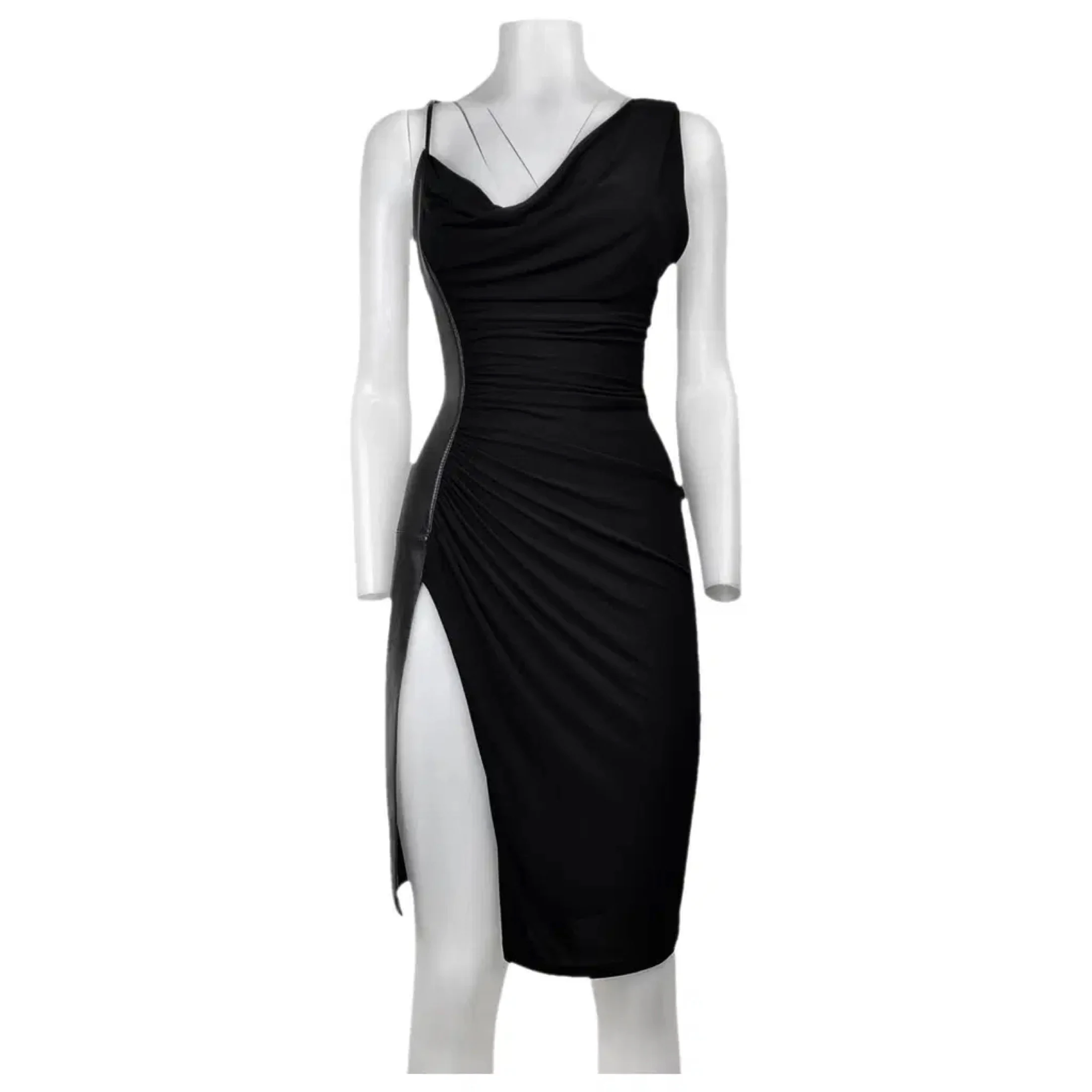 Ghost mannequin photo of a black dress — what the brand uploaded